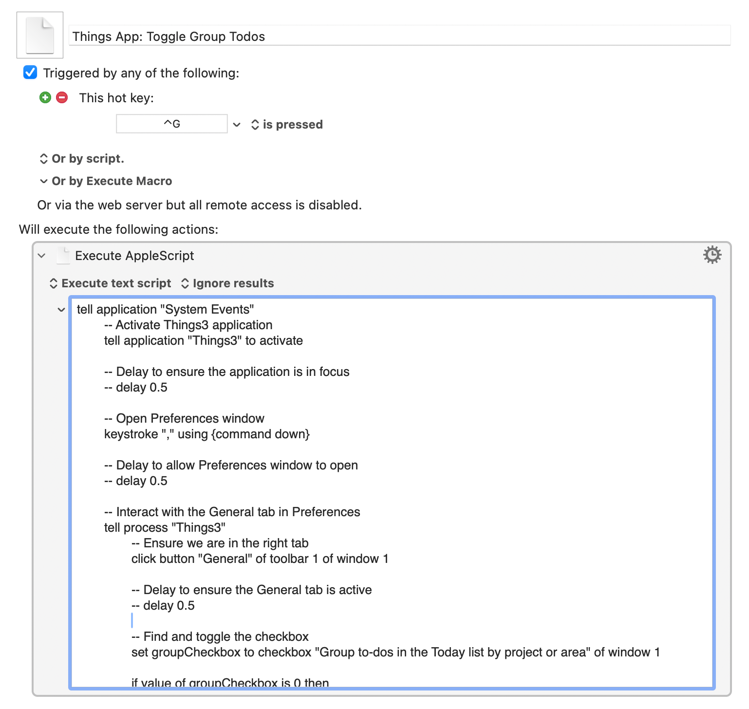 Quickly Toggle the "Group To-dos by Project or Area" setting in Things3 Using AppleScript and Keyboard Maestro